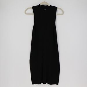 By Anthropologie Women's Black Ribbed Tunic Sweater Size‎ Small Sleeveless Slits
